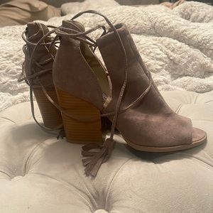 Lace up open toe booties